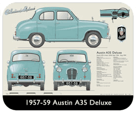 Austin A35 4 door Deluxe 1957-59 Place Mat, Small